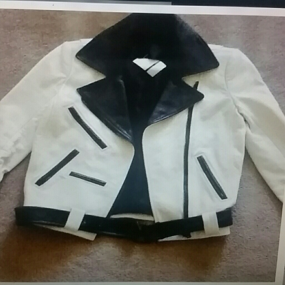 A.L.C. Real leather moto asymmetric collar…